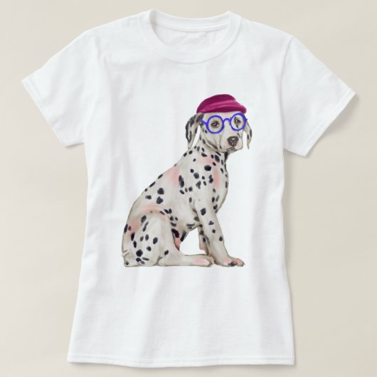 Handgeschilderde Dashing Dalmatische Spotted Dog T-shirt (Design voorkant)