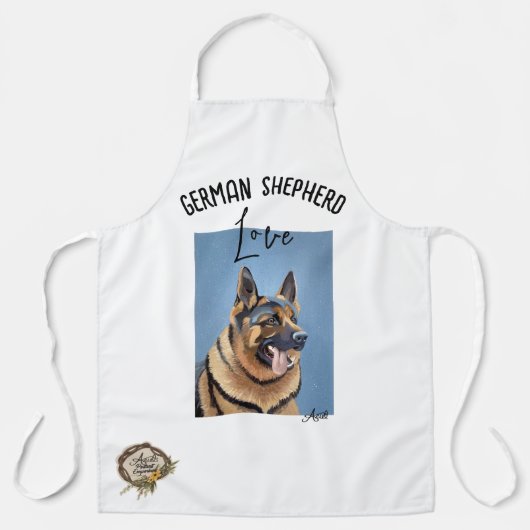 Handgeschilderde Duitse herder Print Basic Schort (Voorkant)