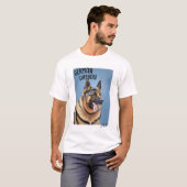 Handgeschilderde Duitse herder print basic T-shirt (Voorkant volledig)