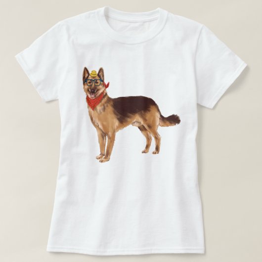 Handgeschilderde Duitse herdershond T-shirt (Design voorkant)