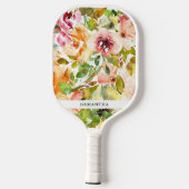 Handgeschilderde elegante en vrouwelijke pastelroz pickleball paddle (Achterkant)
