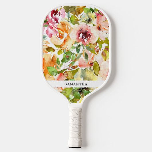 Handgeschilderde elegante en vrouwelijke pastelroz pickleball paddle (Achterkant)