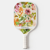 Handgeschilderde elegante en vrouwelijke pastelroz pickleball paddle (Voorkant)