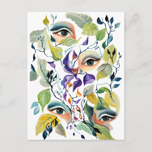 Handgeschilderde elegante vrouwelijke ogen Kleurri Briefkaart (Voorkant)