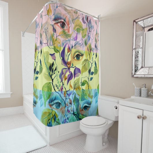 Handgeschilderde elegante vrouwelijke ogen Kleurri Douchegordijn (In situ)