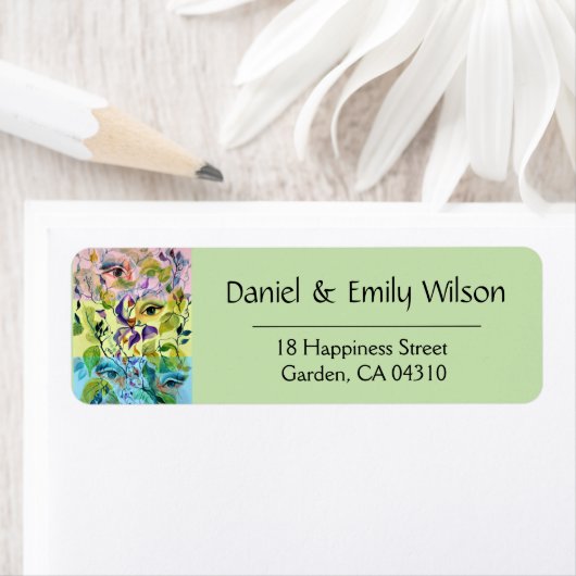 Handgeschilderde elegante vrouwelijke ogen Kleurri Etiket (Insitu)