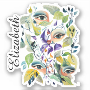 Handgeschilderde elegante vrouwelijke ogen Kleurri Sticker