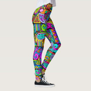 Handgeschilderde en digitaal geschilderde patroon  leggings