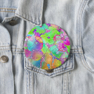 Handgeschilderde en digitaal geschilderde patroon  ronde button 4,0 cm