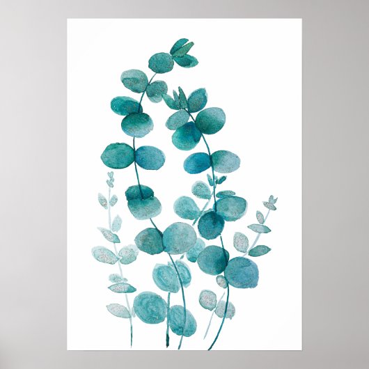 Handgeschilderde eucalyptusblad waterverf poster (Voorkant)