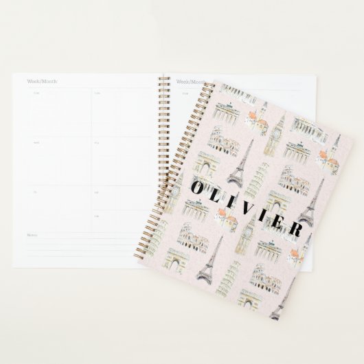 Handgeschilderde Europa bezienswaardigheden Planner (Display)