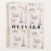 Handgeschilderde Europa bezienswaardigheden Planner (Voorkant)