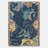 Handgeschilderde exotische bladeren: naadloos patr deken (Voorkant Verticaal)