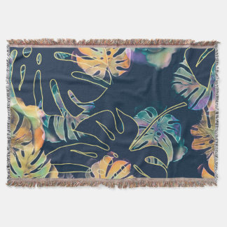 Handgeschilderde exotische bladeren: naadloos patr deken