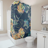 Handgeschilderde exotische bladeren: naadloos patr douchegordijn (In situ)