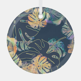 Handgeschilderde exotische bladeren: naadloos patr glas ornament
