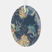 Handgeschilderde exotische bladeren: naadloos patr glas ornament (Voorkant links)