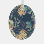 Handgeschilderde exotische bladeren: naadloos patr glas ornament (Voorkant Rechts)