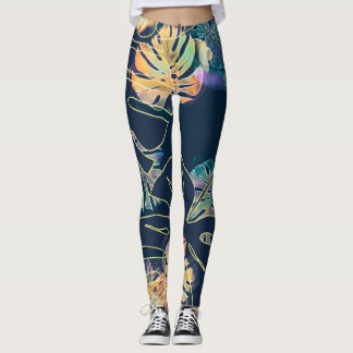 Handgeschilderde exotische bladeren: naadloos patr leggings