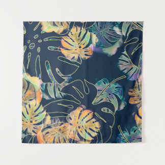 Handgeschilderde exotische bladeren: naadloos patr wandkleed