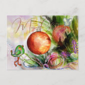 Handgeschilderde Feestvogel & Muis Briefkaart (Voorkant)