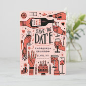 Handgeschilderde Funky Retro Hedendaags Save The Date