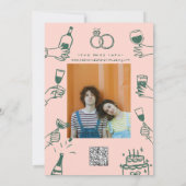 Handgeschilderde funky retro moderne kunst  save the date (Achterkant)