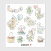 Handgeschilderde Gefeliciteerd Dinos Sticker (Vel)