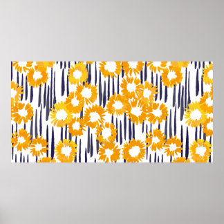 Handgeschilderde gele bloemen naadloos poster
