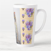 Handgeschilderde gele Tuxedo Cat floral Latte Mok (Rechts)