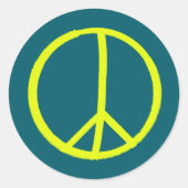 Handgeschilderde Gele Vredesteken Sticker (Voorkant)