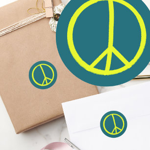 Handgeschilderde Gele Vredesteken Sticker