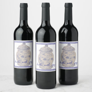 Handgeschilderde gemberpot fles wijn etiket