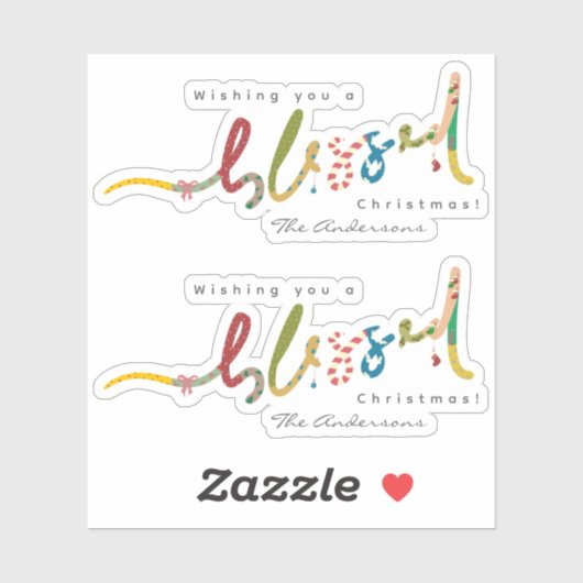 Handgeschilderde gezegende kerstgroet sticker (Vel)