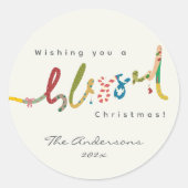 Handgeschilderde gezegende kerstgroet sticker (Voorkant)