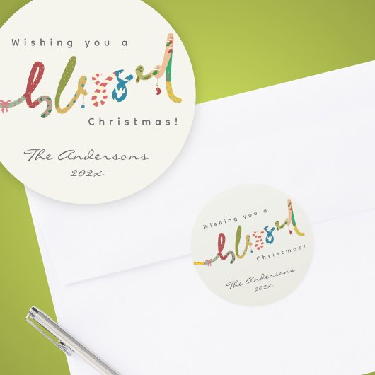 Handgeschilderde gezegende kerstgroet sticker