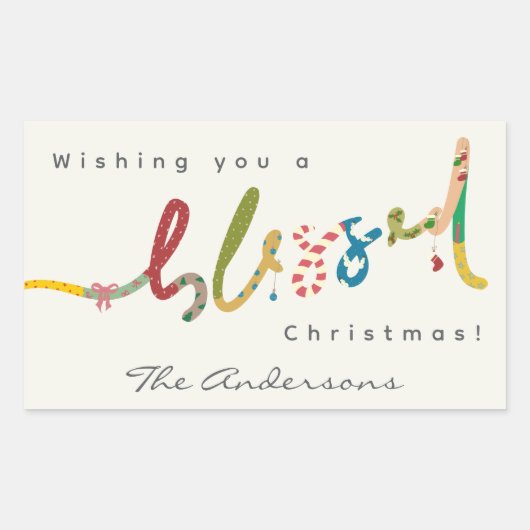 Handgeschilderde gezegende kerstgroet sticker (Voorkant)