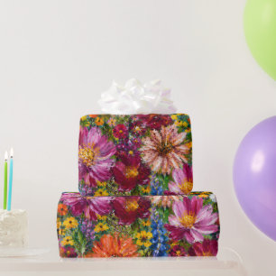 Handgeschilderde giftwrap met wilde bloemen Kleu Cadeaupapier