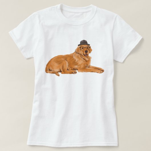 Handgeschilderde Golden Retriever Dog T-shirt (Design voorkant)