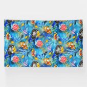 Handgeschilderde gouache koraalrif spandoek (Horizontaal)