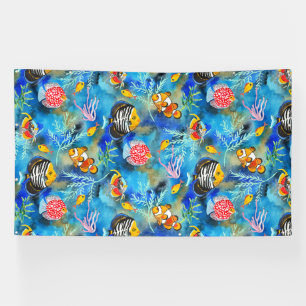 Handgeschilderde gouache koraalrif spandoek