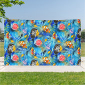 Handgeschilderde gouache koraalrif spandoek (Buitenkant)