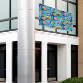 Handgeschilderde gouache koraalrif spandoek (Buitenkant Gebouw)