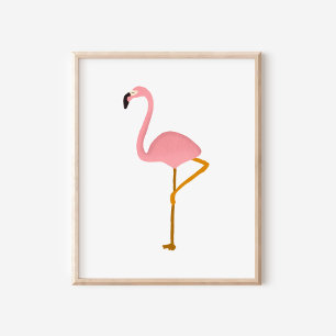 Handgeschilderde gouache tropische flamingo kunst poster