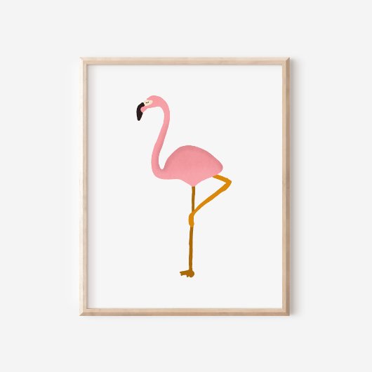 Handgeschilderde gouache tropische flamingo kunst poster