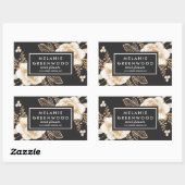 Handgeschilderde Goud geschilderde Bloemen Bedrijf Rechthoekige Sticker (Vel)