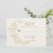 Handgeschilderde gouden bladeren Lijst RSVP Kaart (Staand voorkant)
