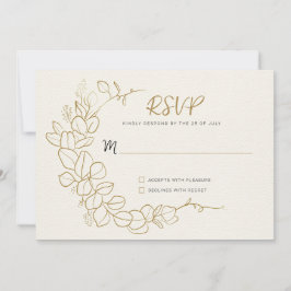 Handgeschilderde gouden bladeren Lijst RSVP Kaart
