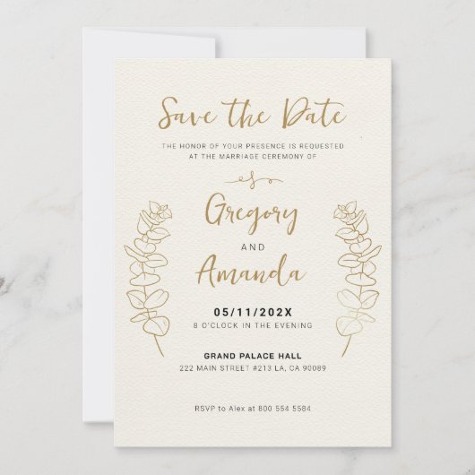Handgeschilderde gouden bladeren Lijst Save-the-da Kaart (Voorkant)