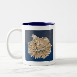 Handgeschilderde gouden Tabby Cat Print op basis v Tweekleurige Koffiemok